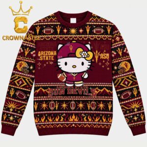 Arizona State Sun Devils Cute Hello Kitty Football Christmas Ugly Sweatshirt