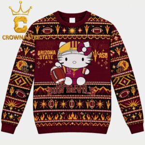 Arizona State Sun Devils Cute Hello Kitty Football Christmas Ugly Sweatshirt