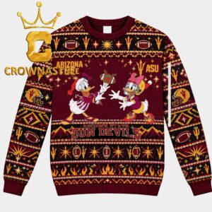 Arizona State Sun Devils Donald Duck And Daisy Duck Christmas Ugly Sweater