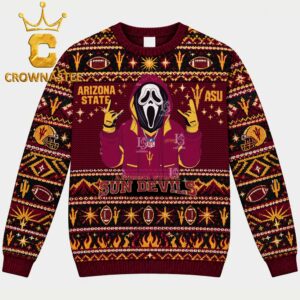 Arizona State Sun Devils Ghostface Scream Football Christmas Ugly Sweatshirt