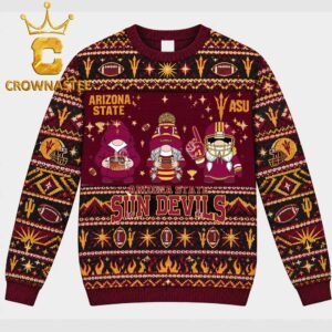 Arizona State Sun Devils Gnome Funny Pattern Rugby Christmas Ugly Sweatshirt