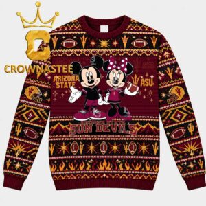 Arizona State Sun Devils Mickey Minnie Football Christmas Ugly Sweater