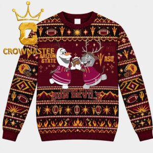 Arizona State Sun Devils Olaf And Sven Frozen Football Christmas Ugly Sweater