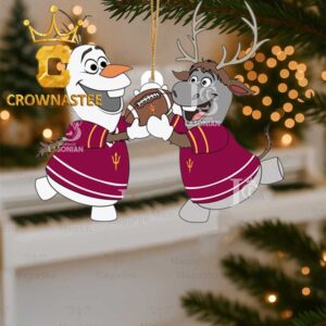 Arizona State Sun Devils Olaf And Sven Frozen Football NCAA Christmas Ornament