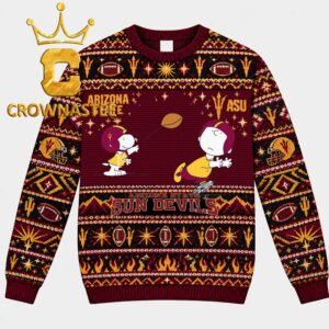 Arizona State Sun Devils Peanuts Play Football Christmas Ugly Sweatshirt
