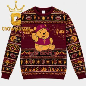 Arizona State Sun Devils Pooh Bear Disney Christmas Ugly Sweater