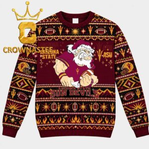 Arizona State Sun Devils Santa Claus Angry Christmas Ugly Sweater