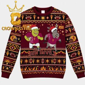 Arizona State Sun Devils Shrek And Donkey Football Christmas Ugly Sweatshirt