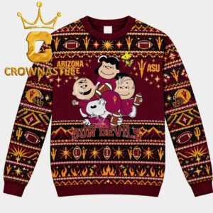 Arizona State Sun Devils Snoopy And Friends Christmas Ugly Sweater