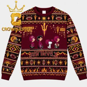 Arizona State Sun Devils Snoopy And Friends Football Christmas Ugly Sweater