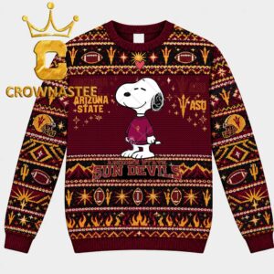 Arizona State Sun Devils Snoopy Football Heart NCAA Christmas Ugly Sweater