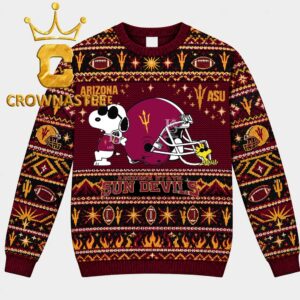 Arizona State Sun Devils Snoopy Helmet Christmas Ugly Sweatshirt