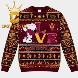 Arizona State Sun Devils Snoopy Love NCAA Football Christmas Ugly Sweatshirt