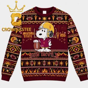 Arizona State Sun Devils Snoopy Player Football Christmas Ugly Sweater