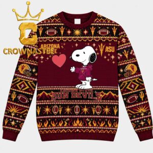 Arizona State Sun Devils Snoopy With Heart Christmas Ugly Sweatshirt