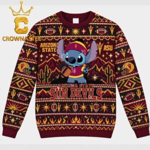 Arizona State Sun Devils Stitch Christmas Pattern Ugly Sweatshirt