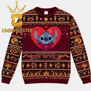 Arizona State Sun Devils Stitch In Heart Christmas Ugly Sweater