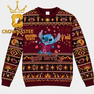 Arizona State Sun Devils Stitch Jumping Football Christmas Ugly Sweater