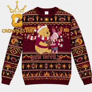 Arizona State Sun Devils Winnie The Pooh And Piglet Football Christmas Ugly Sweater