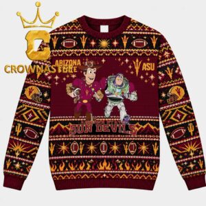 Arizona State Sun Devils Woody Ans Buzz Lightyear Toy Story Football Christmas Ugly Sweater