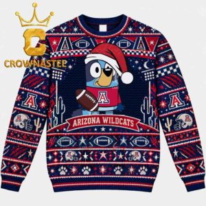 Arizona Wildcats Bluey Football Christmas Ugly Sweater