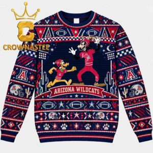 Arizona Wildcats Goofy And Pluto Football Christmas Ugly Sweater