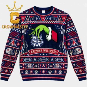 Arizona Wildcats Grinch Hand Stole Secondary Logo Christmas Ugly Sweater