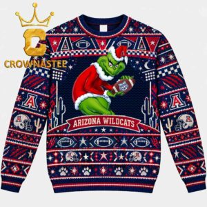 Arizona Wildcats Grinch Stole Secondary Logo Football Christmas Ugly Sweater