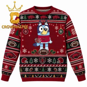Arkansas Razorbacks Bluey NCAA Football Christmas Ugly Sweater