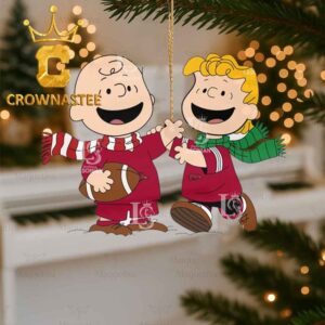 Arkansas Razorbacks Charlie Brown And Linus Football Christmas Ornament