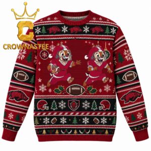 Arkansas Razorbacks Chip And Dale Football Christmas Ugly Sweater