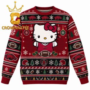 Arkansas Razorbacks Cute Hello Kitty Christmas Ugly Sweater