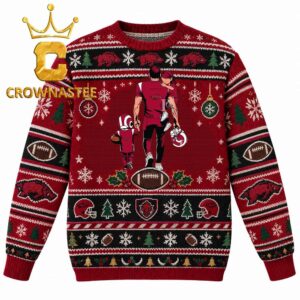 Arkansas Razorbacks Father And Son Football Christmas Ugly Sweater