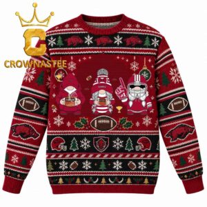 Arkansas Razorbacks Gnome Football Christmas Ugly Sweater