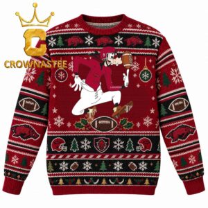Arkansas Razorbacks Goofy Circus Football Christmas Ugly Sweater