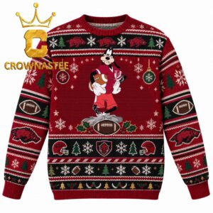 Arkansas Razorbacks Goofy Player Christmas Ugly Sweater