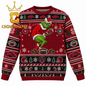 Arkansas Razorbacks Grinch Stole Football Logo Christmas Ugly Sweater