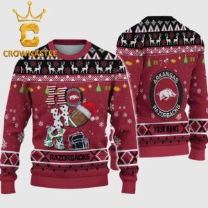 Arkansas Razorbacks HO HO HO Ugly Custom Name Christmas Sweater