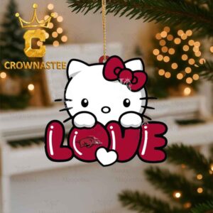 Arkansas Razorbacks Hello Kitty Love Christmas Ornament