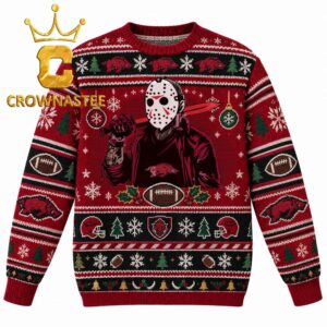 Arkansas Razorbacks Jason Voorhees Horror Christmas Ugly Sweater