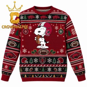 Arkansas Razorbacks Snoopy NCAA College Football Christmas Ugly Sweater