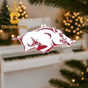Arkansas Razorbacks White Logo Christmas Ornament