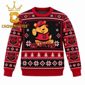 Arkansas State Red Wolves Pooh Bear Christmas Ugly Sweater