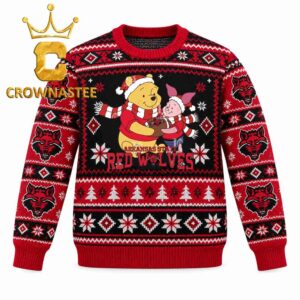 Arkansas State Red Wolves Winnie the Pooh And Piglet Football Christmas Ugly Sweater