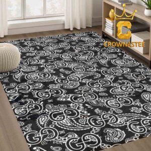 Gucci Monogram Black White Rug Carpet Doormat