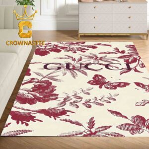 Gucci Monogram Floral Luxury Red White Pattern Home Decor Area Rug Carpet Doormat