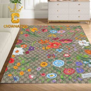 Gucci Monogram Floral Luxury White Home Decor Area Rug Carpet Doormat