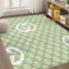 Gucci Monogram Luxury Black Gold Pattern Home Decor Area Rug Carpet Doormat
