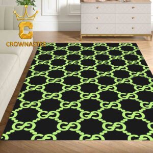 Gucci Monogram Luxury Black Green Pattern Home Decor Area Rug Carpet Doormat