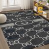Gucci Monogram Luxury Black Home Decor Area Rug Carpet Doormat